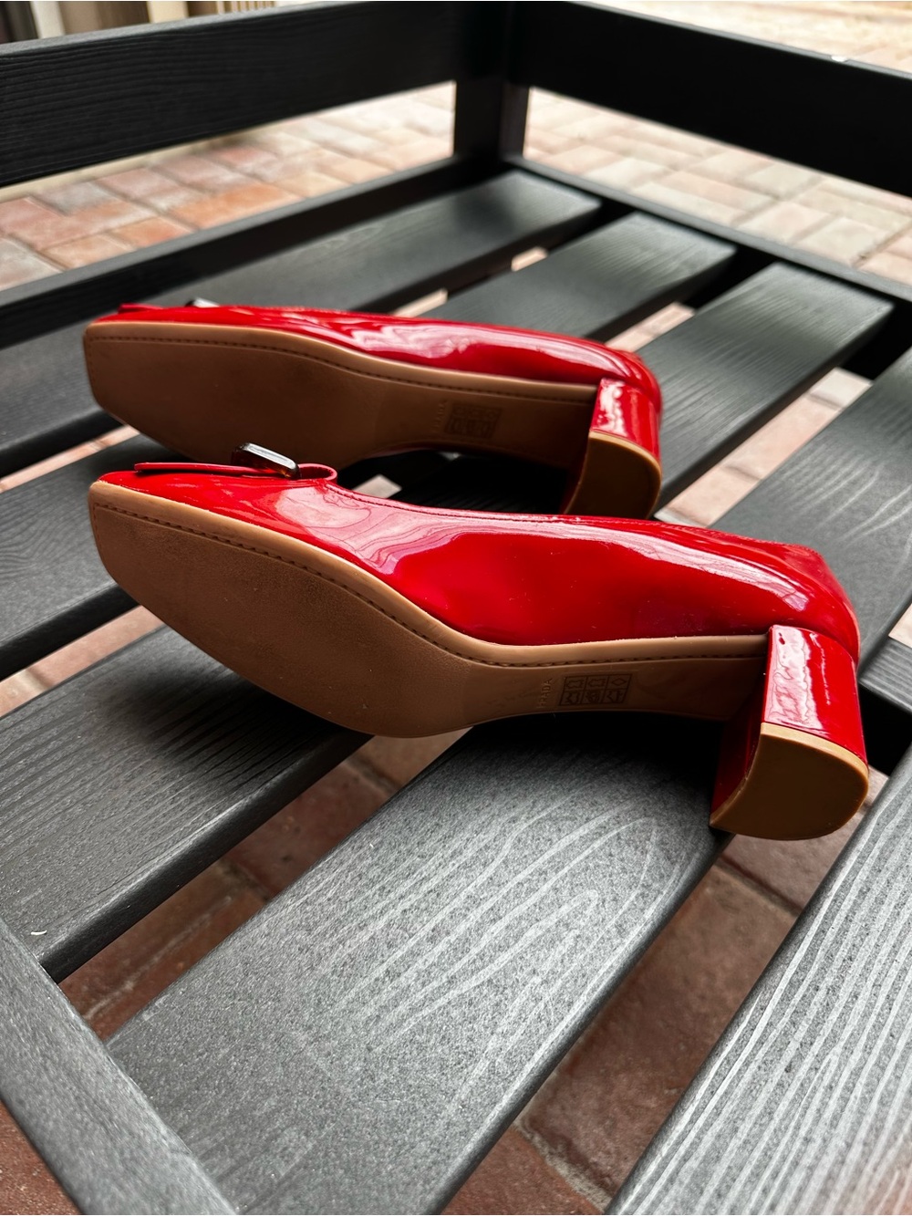 Prada Red Patent leather Fringe Block Heel Pumps - Picture 11 of 16